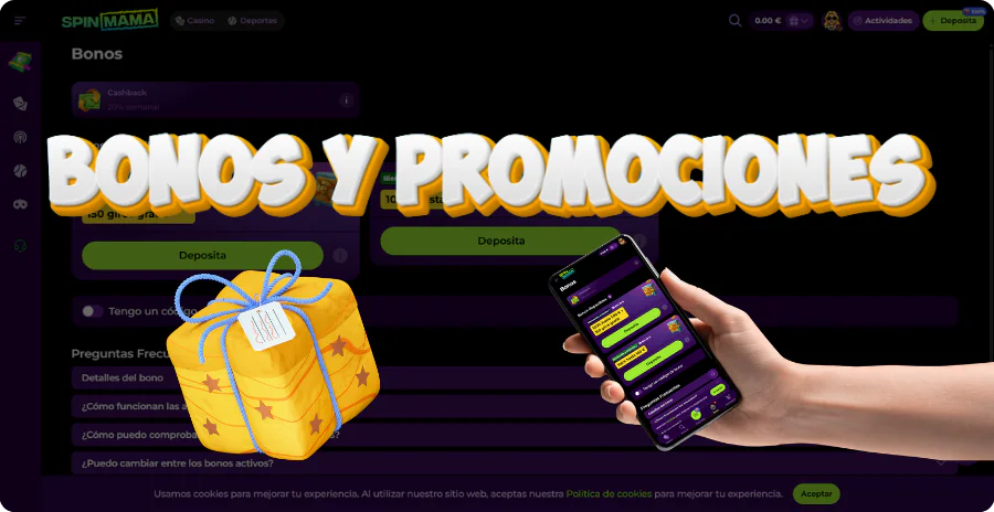 Bono de bienvenida de €1500 más giros gratis en Spinmama