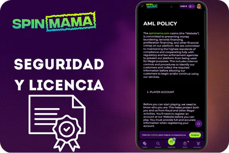 Certificados de seguridad y licencia de Spinmama Casino
